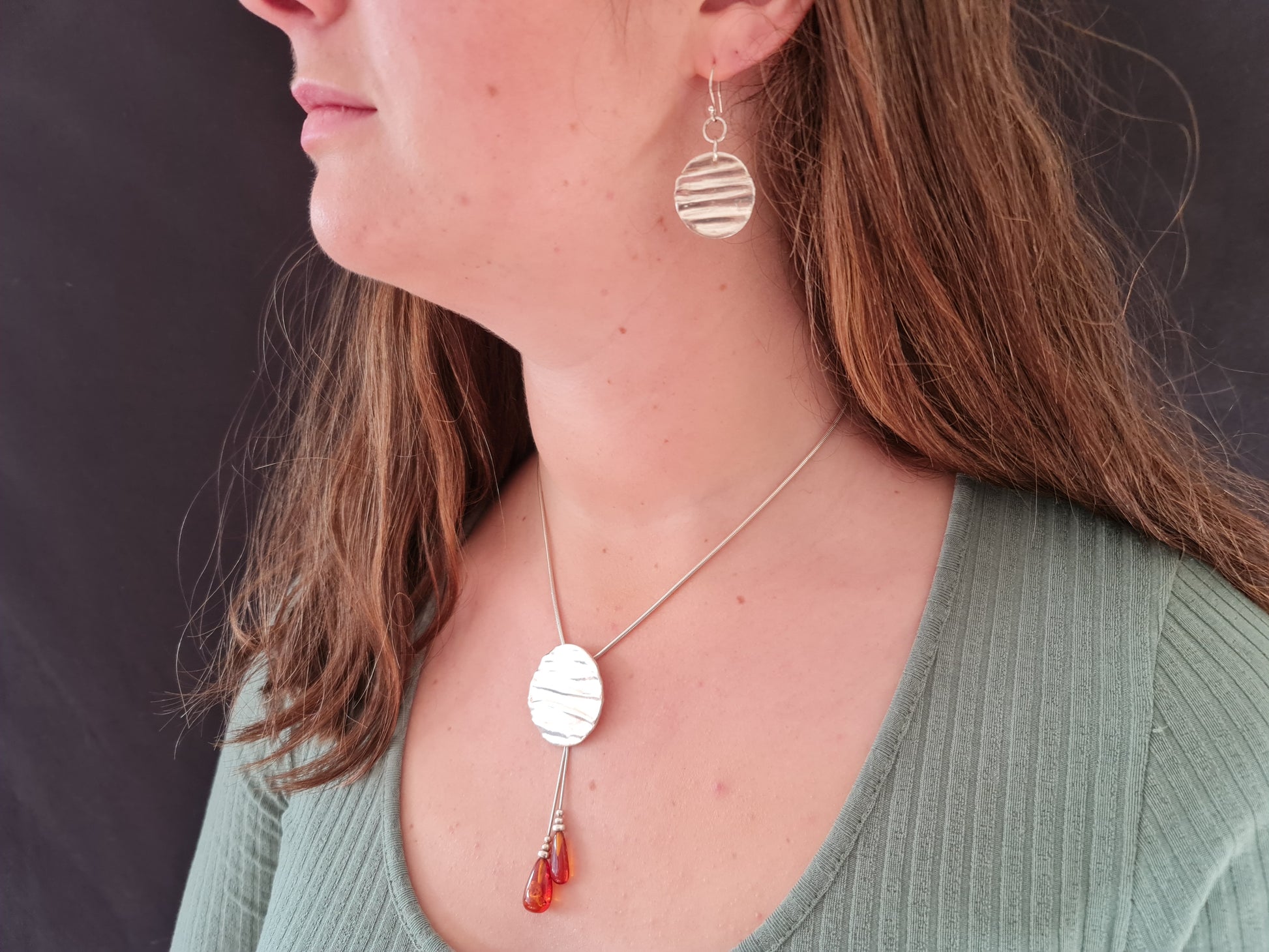 Tree bark textured sterling silver earrings