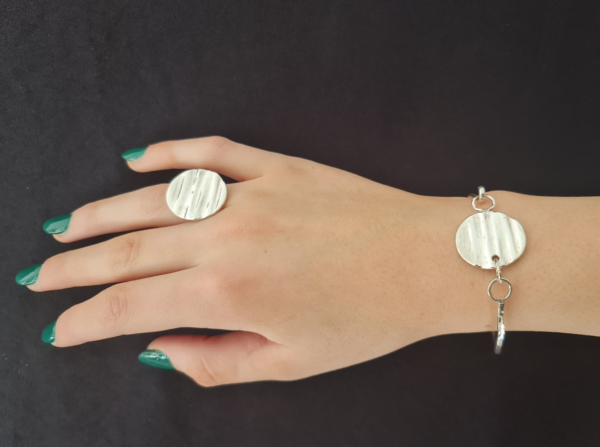 Tree bark textured delicate silver bangle