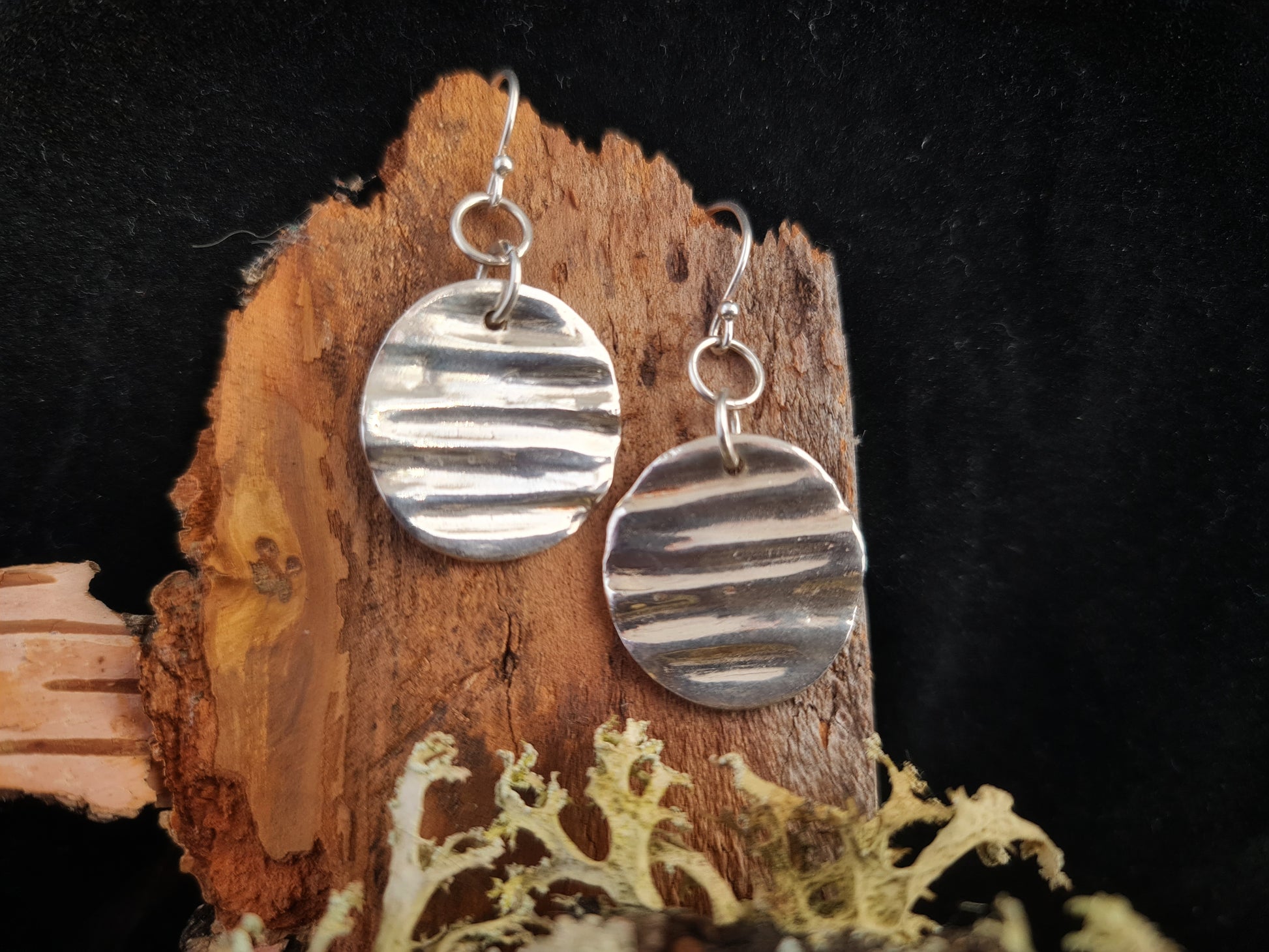 Amsbury Wood Tree Bark Textured ripple earrings